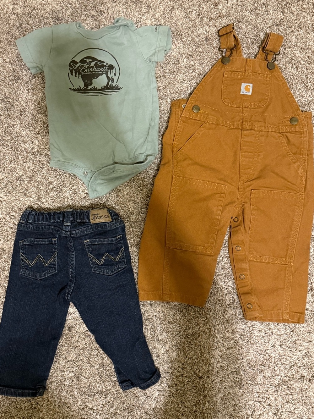 9 month Carhartt and Wrangler bundle